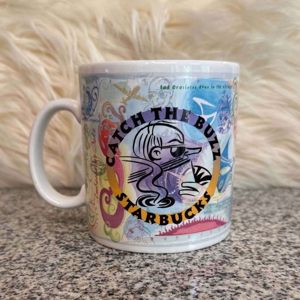 Vintage Starbucks Doonesbury "Catch the Buzz" 20oz mug designed by Garry Trudeau